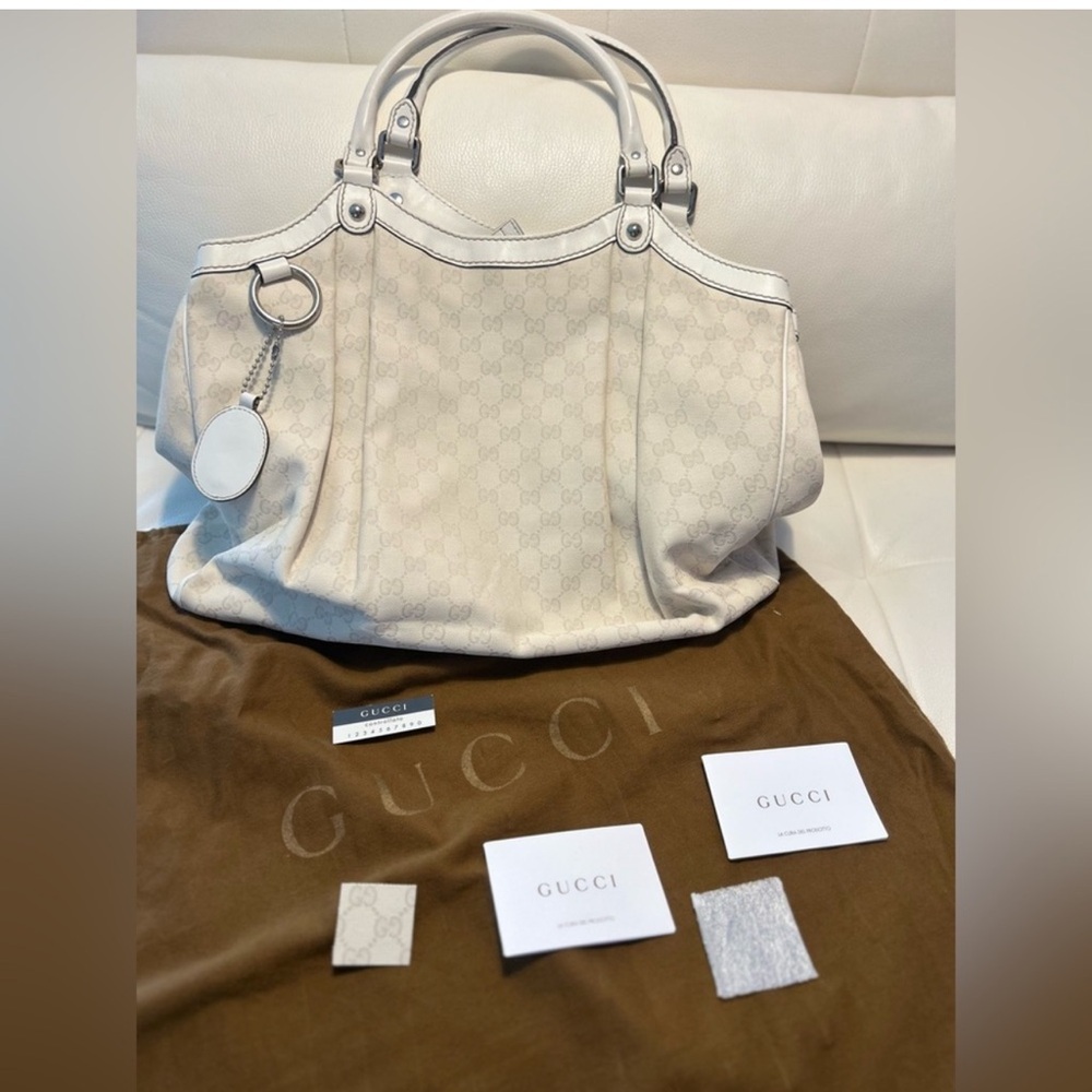 Guccissima Ivory Sukey Tote Bag. NEW